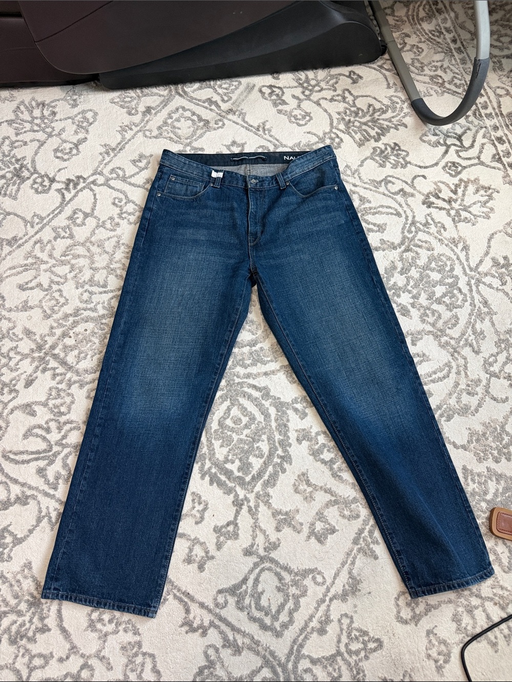 Nautica Men's Dark Blue Relaxed Straight Jeans